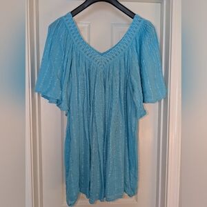 Light Blue V-Neck Womens Top
